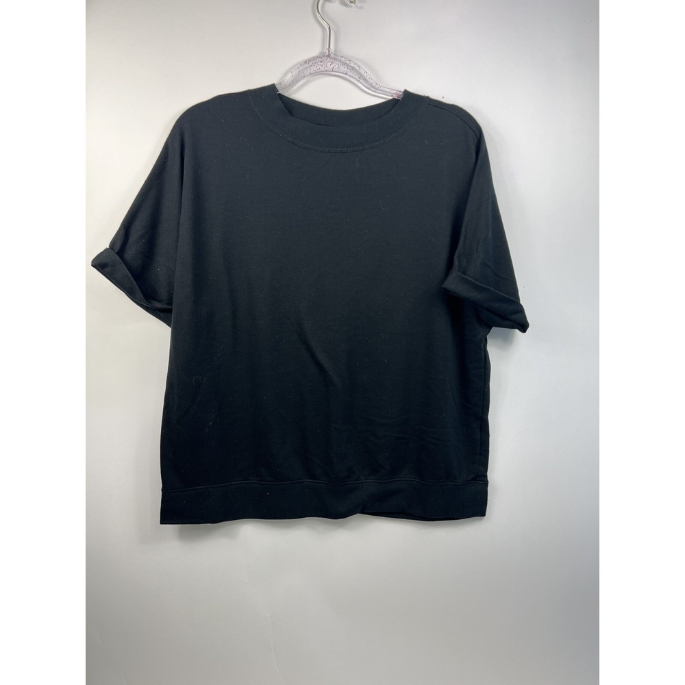 Banana Republic Top Women's Size M Black Waistband Short Cuffed Sleeves